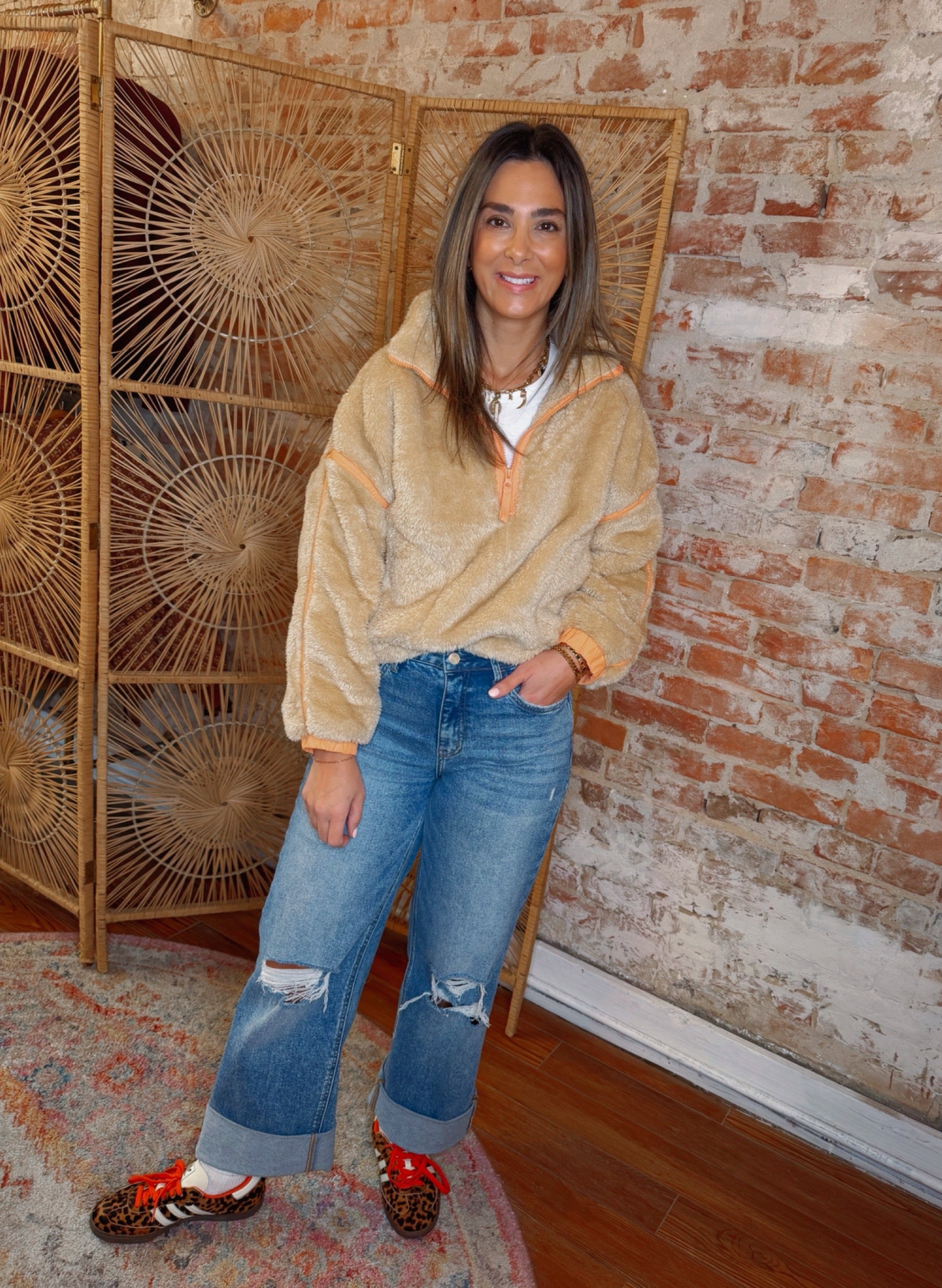 Tangerine Fleece Zip-Up Jacket