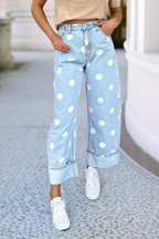 Casual Polka Dot Ankle-Length Regular Jeans