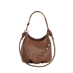 Curved Bar Handle Slouchy Bucket Bag