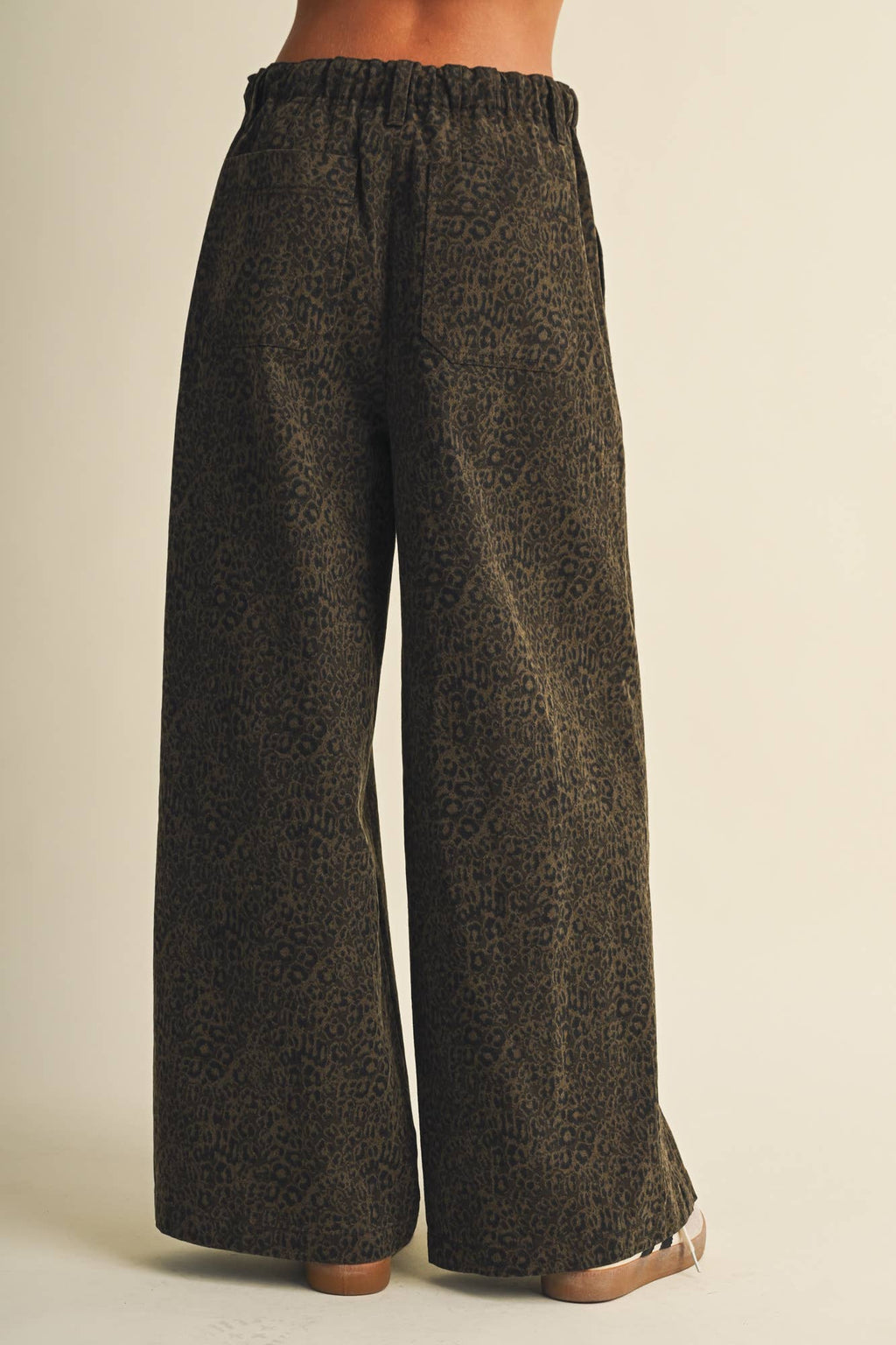 Drawstring Leopard Print Wide-Leg Trousers