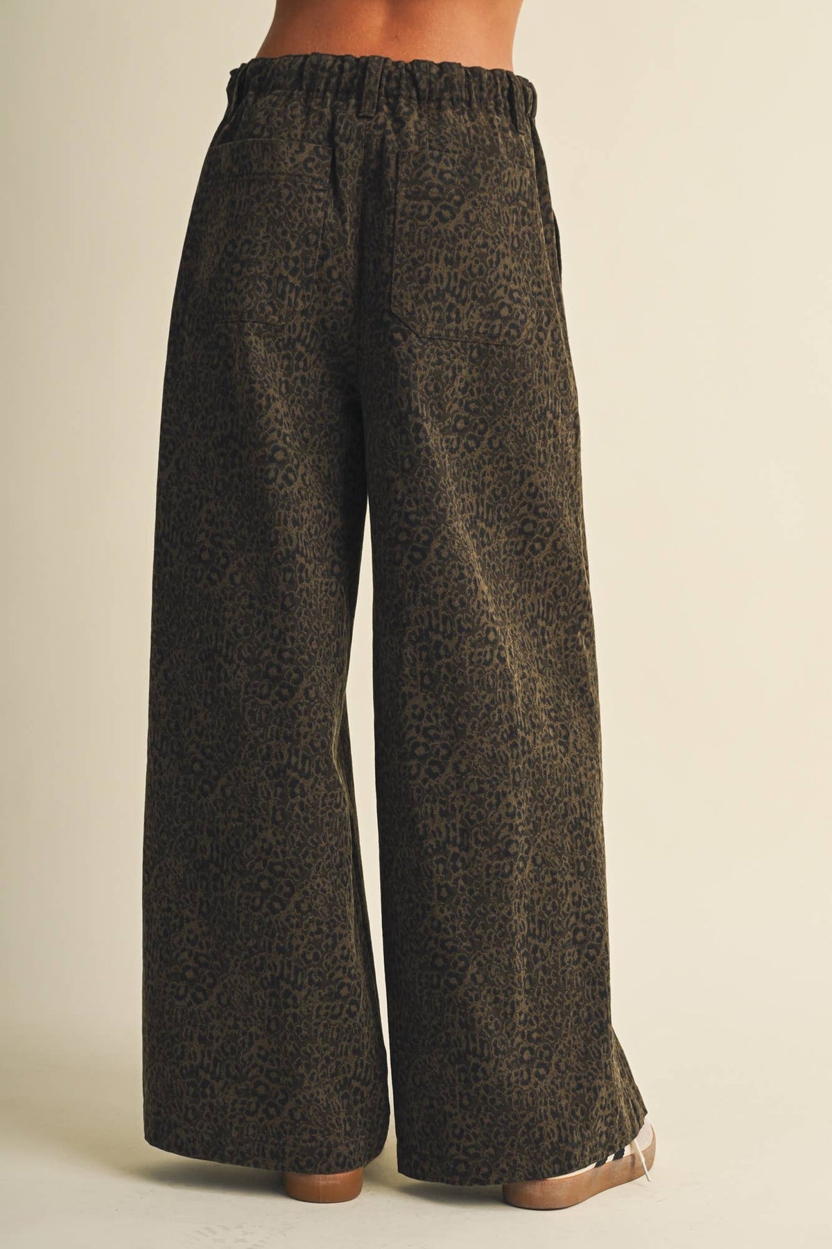 Drawstring Leopard Print Wide-Leg Trousers
