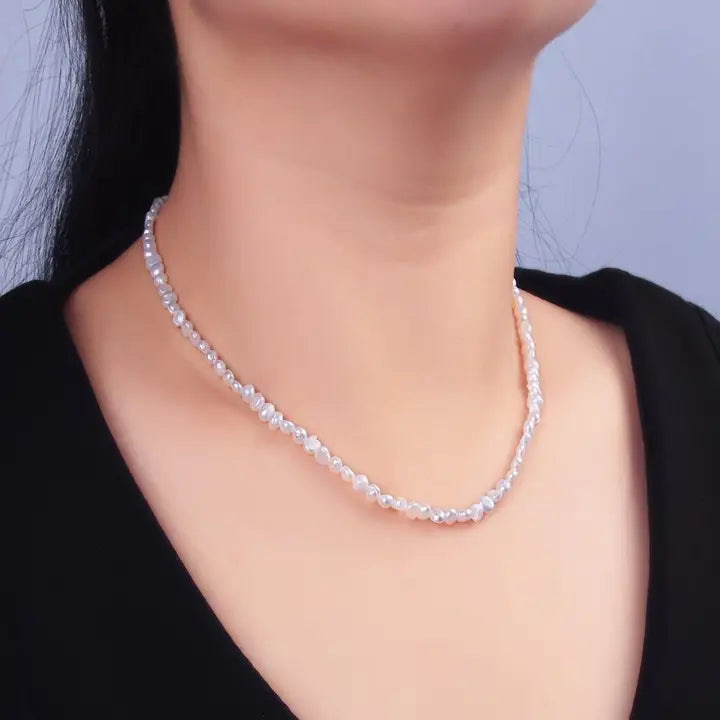 24K Gold Filled 5mm Mini Baroque Freshwater Pearl 16 Inch Necklace