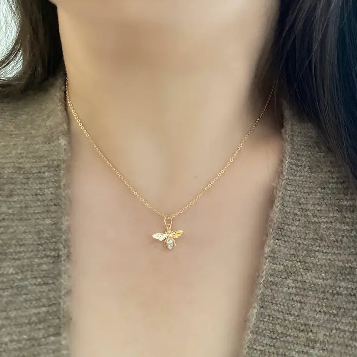 Honey Bee Queen Bee Pendant Charm Necklace
