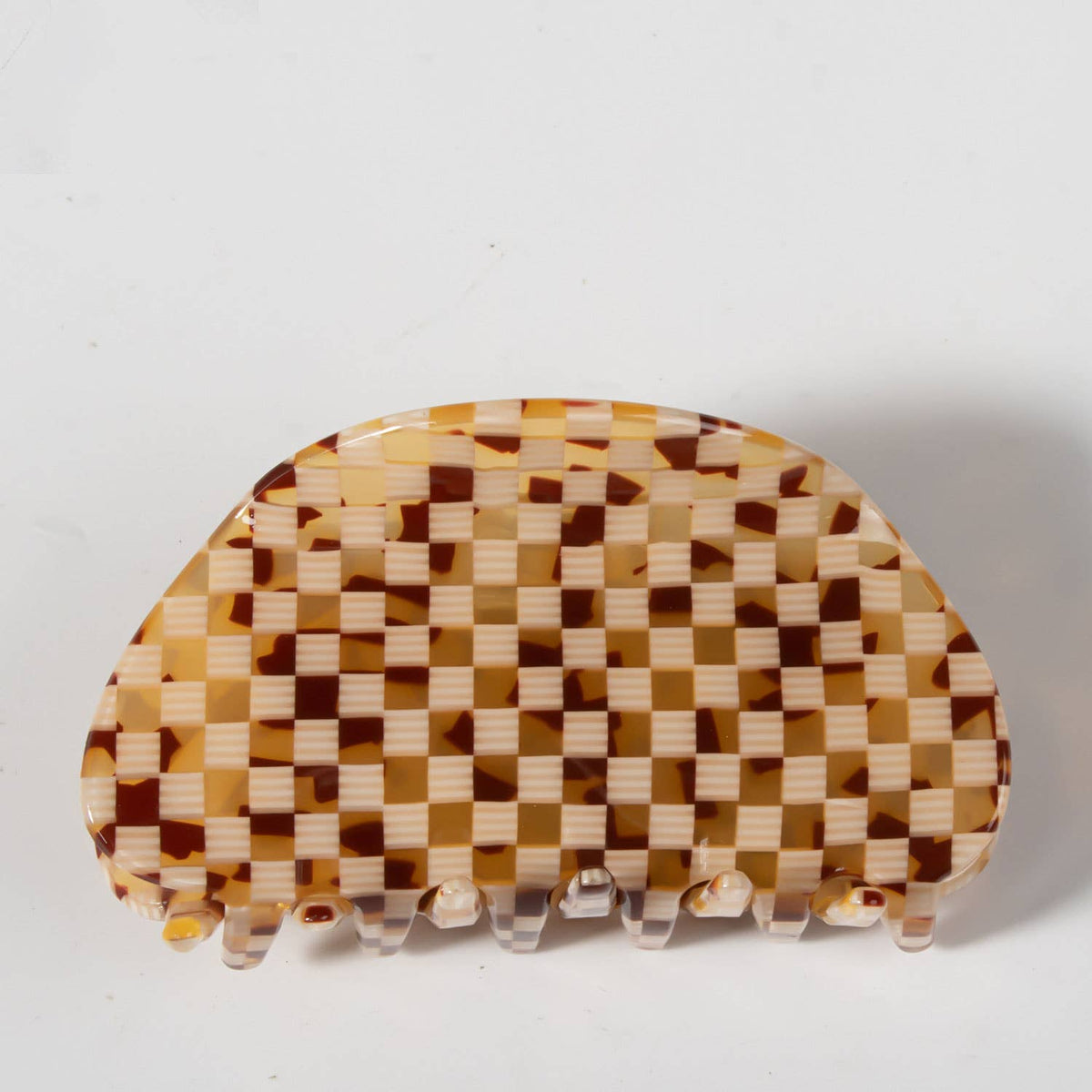 Checkerboard Acrylic Hair Claw Clip Half Round