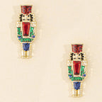 Christmas Glitter Crystal Nutcracker Stud Earrings
