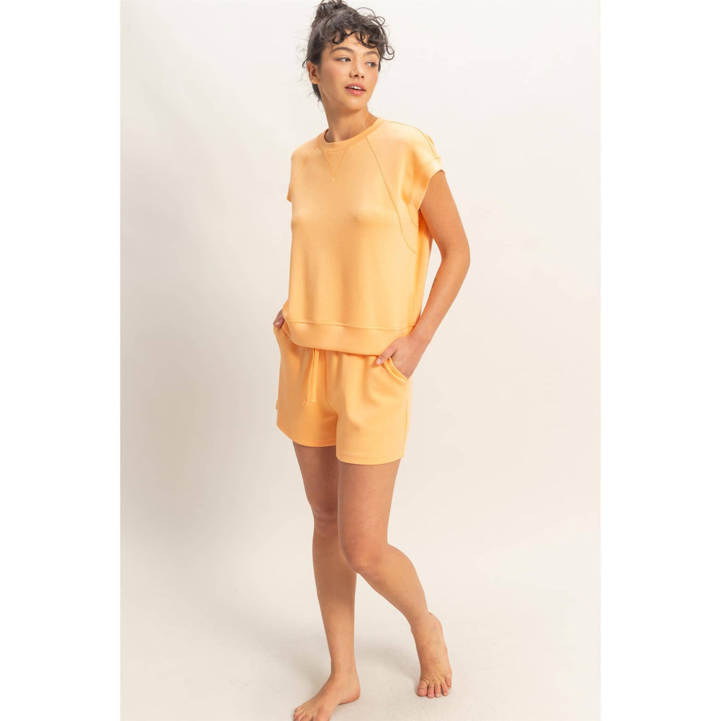 Crew Neck Sleeveless Top And Shorts Set
