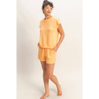 Crew Neck Sleeveless Top And Shorts Set