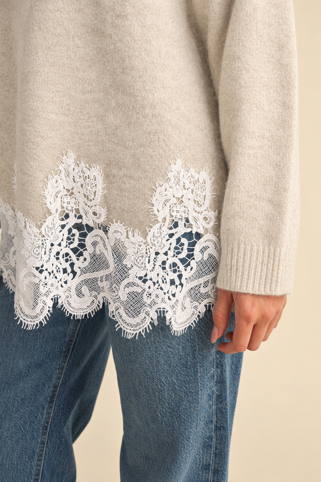 Lace Crew Neck Sweater
