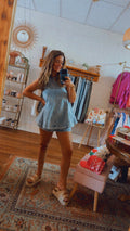 Sleeveless Denim Top and Shorts Set