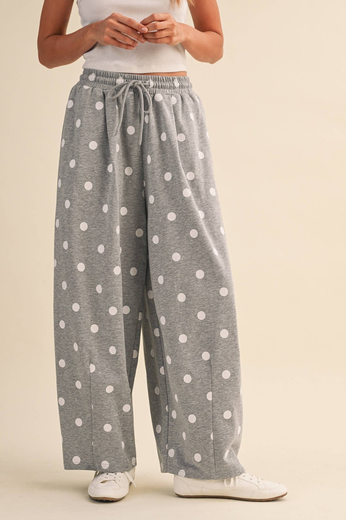 POLKA DOT PRINTED BARREL CASUAL SWEATPANTS