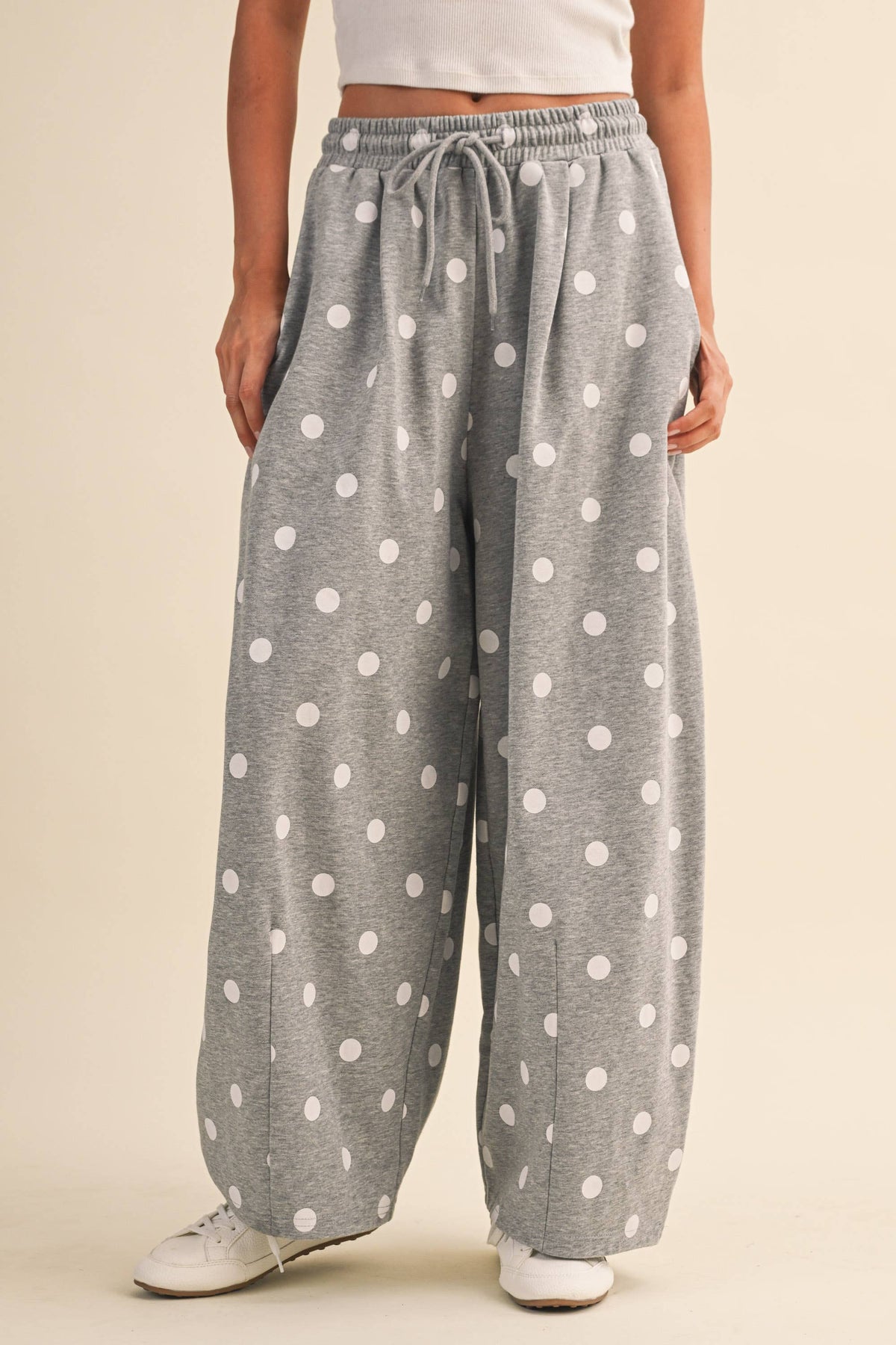 POLKA DOT PRINTED BARREL CASUAL SWEATPANTS
