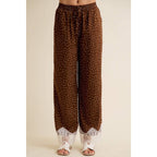 SATIN POLKA DOT WIDE LEG PANTS WITH LACE