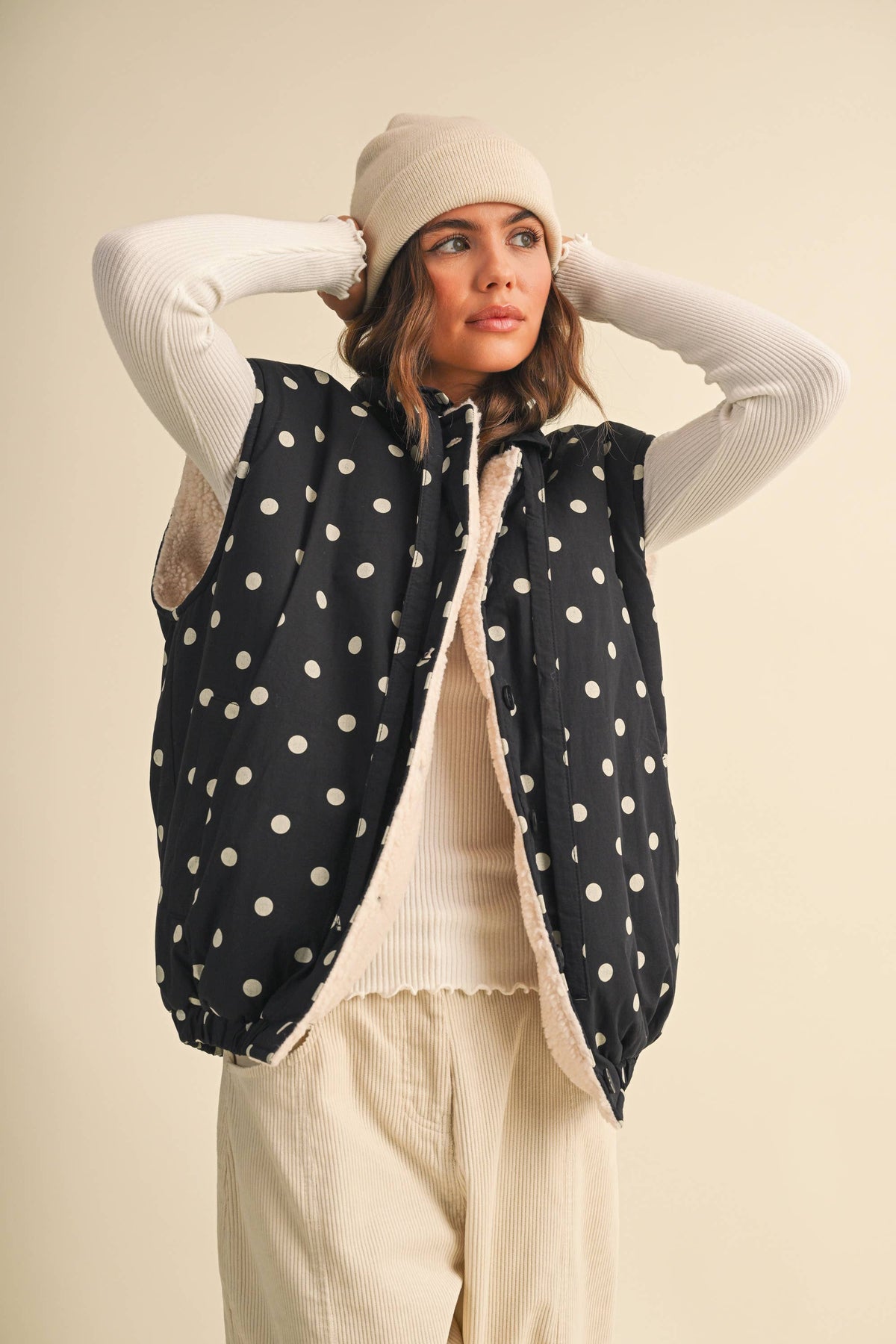 Fleece Lined Polka Dot Vest