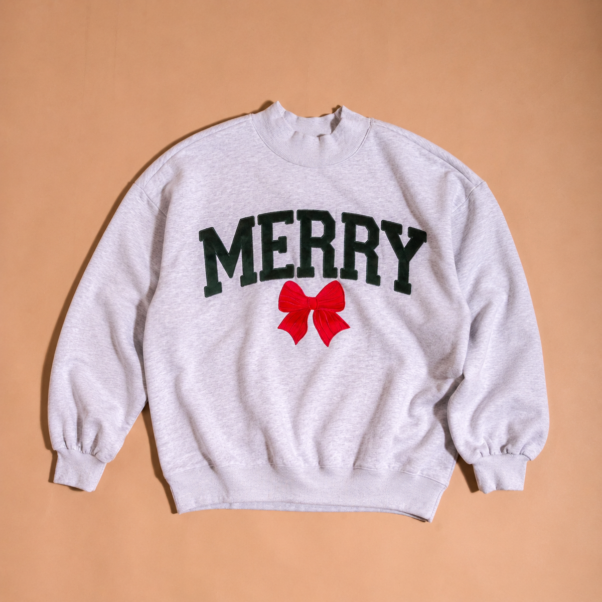 Mockneck Sweatshirt-Merry Bow