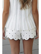 Polka Dot Scalloped Embroidered Shorts