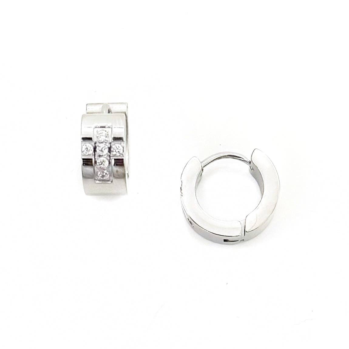 Ezri Crystal Cross Huggie Earrings