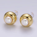 14K Gold Filled 10mm Pearl Round Bezel Stud Earrings