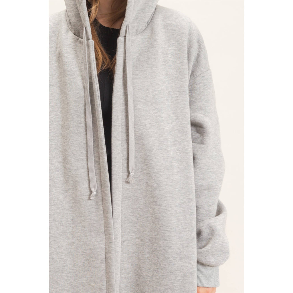 Oversized Hooded Open Front Coat