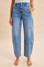 Comfy Tummy Control Stretch Barrel Leg Tapered Jeans