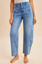 Comfy Tummy Control Stretch Barrel Leg Tapered Jeans