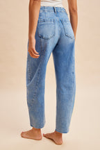 Comfy Tummy Control Stretch Barrel Leg Tapered Jeans