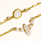 18K Gold Non-Tarnish Pearl Chain Bracelet