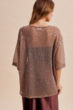 Sequin Mesh Knit Tunic Top