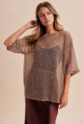 Sequin Mesh Knit Tunic Top