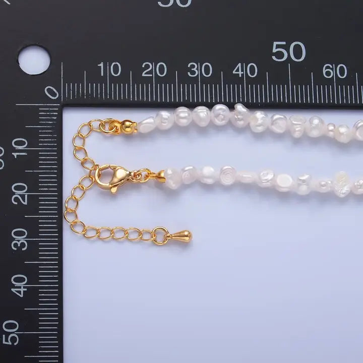 24K Gold Filled 5mm Mini Baroque Freshwater Pearl 16 Inch Necklace