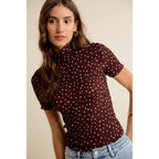 POLKA DOT CRINKLED SHORT SLEEVES TOP