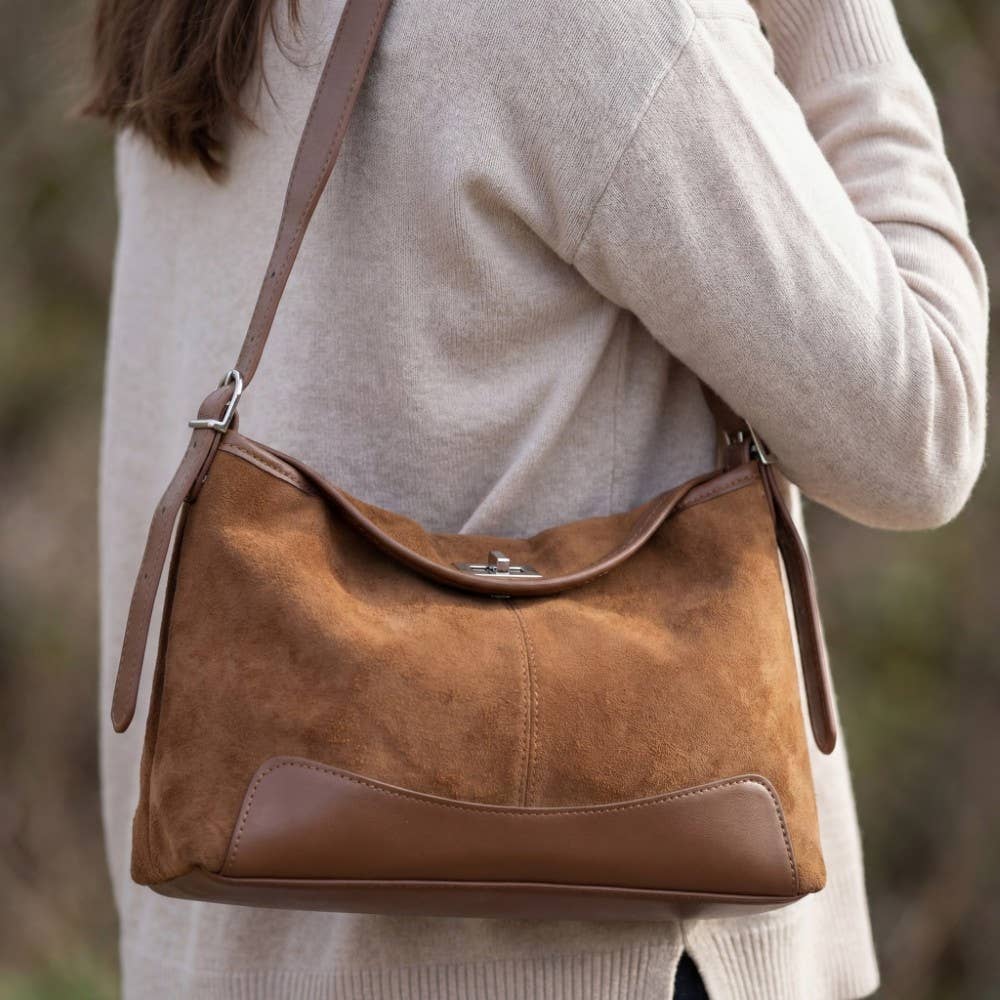 Rectangle Suede With Flap Crossbody Bag