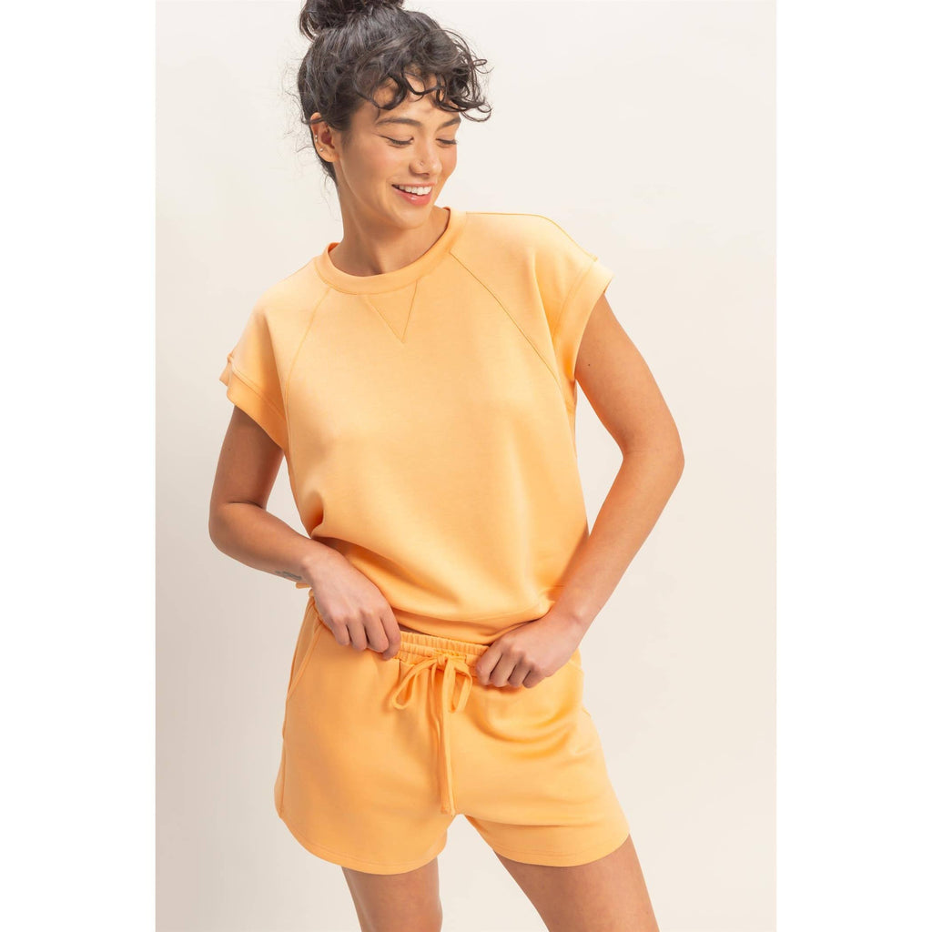 Crew Neck Sleeveless Top And Shorts Set