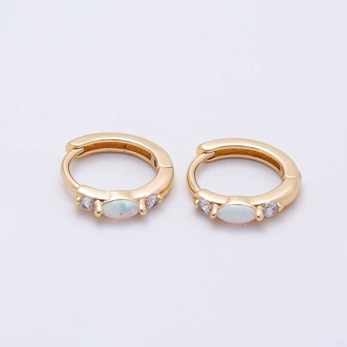 White Opal Cartilage Huggie