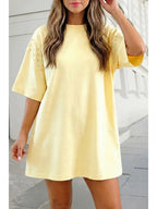 Yellow Embroidered Lace Mini Shirt Dress