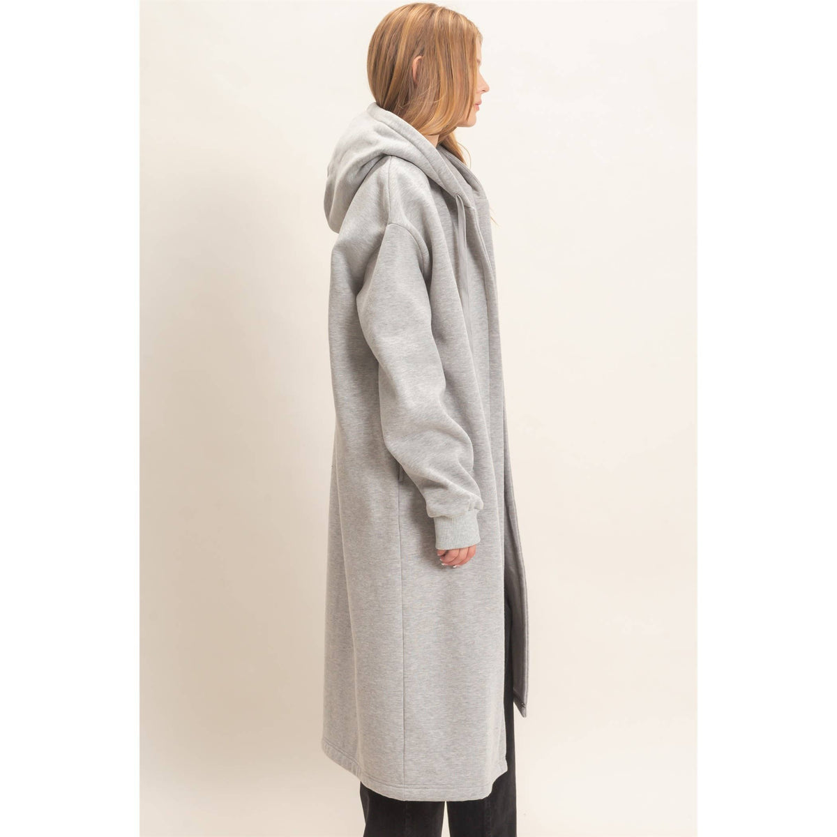 Oversized Hooded Open Front Coat