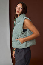 Green Gingham Puffer Vest