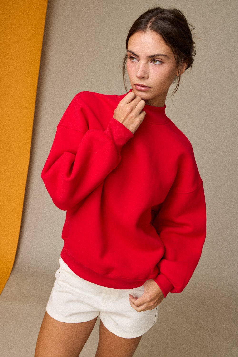 RED MOCK NECK SWEATER