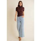 POLKA DOT CRINKLED SHORT SLEEVES TOP