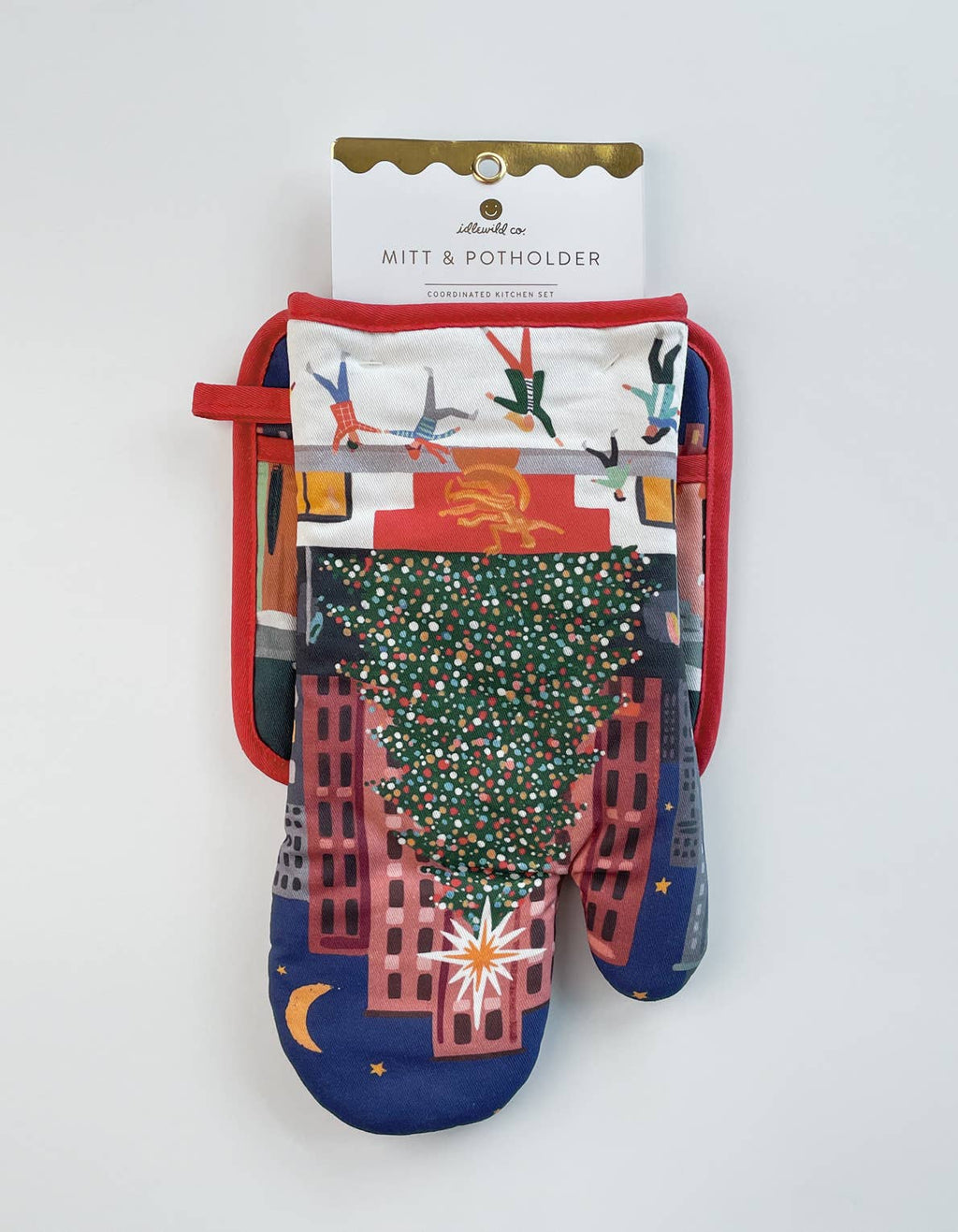 Holiday Cotton Oven Mitt + Potholder Set | Rockefeller Tree