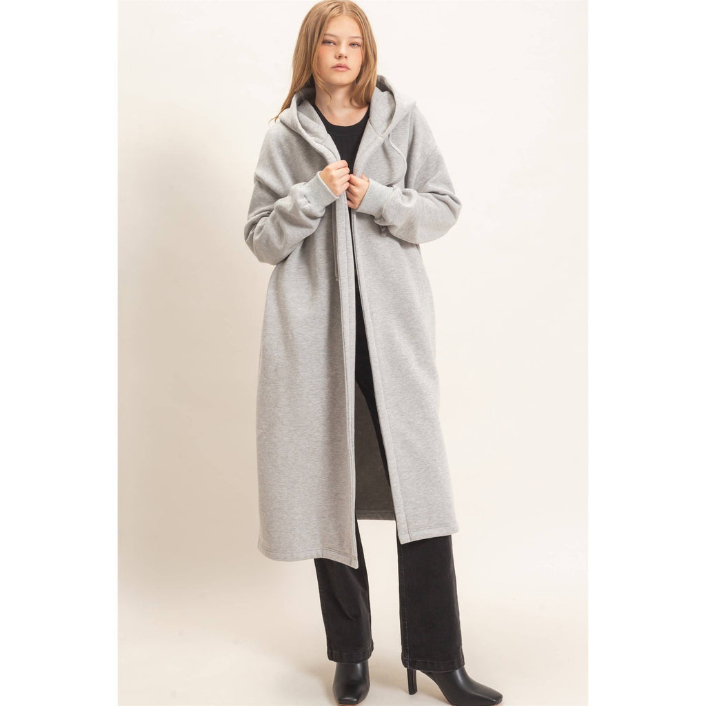 Oversized Hooded Open Front Coat