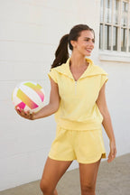 Half Zip Top and Shorts Set: Yellow