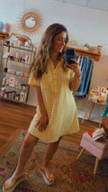 Lemon Gingham Collared Dress