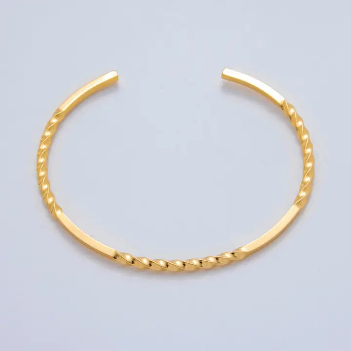18K Gold Filled Twisted Band Bar Cuff Bracelet