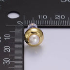 14K Gold Filled 10mm Pearl Round Bezel Stud Earrings