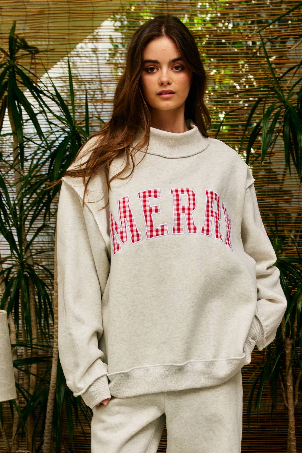 "MERRY" Mock Neck Sweatshirt