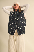 Fleece Lined Polka Dot Vest