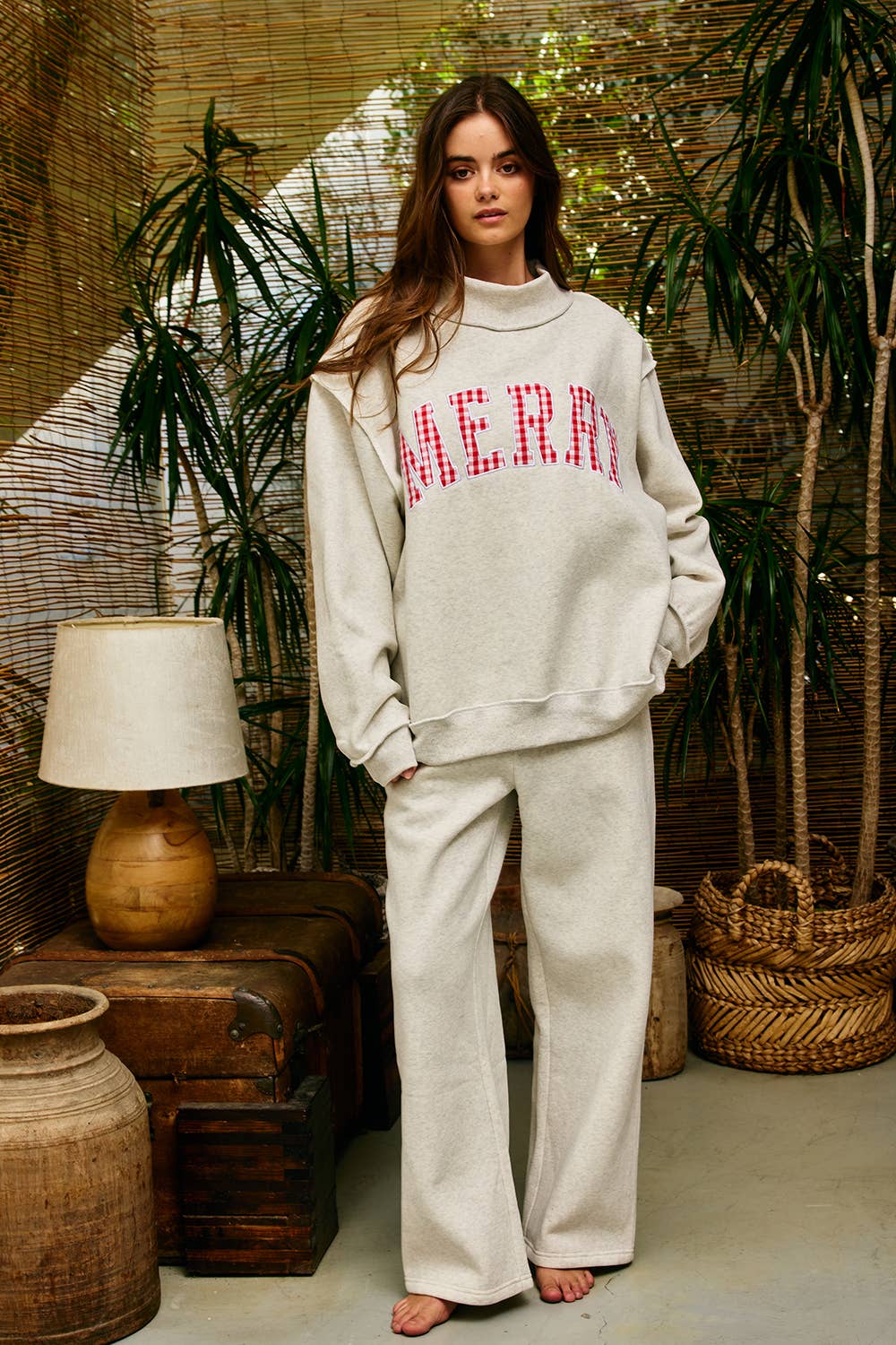 "MERRY" Mock Neck Sweatshirt