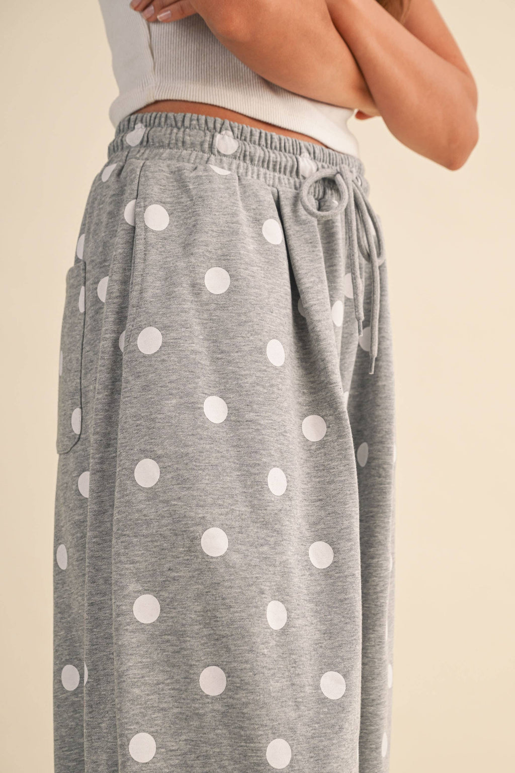 POLKA DOT PRINTED BARREL CASUAL SWEATPANTS