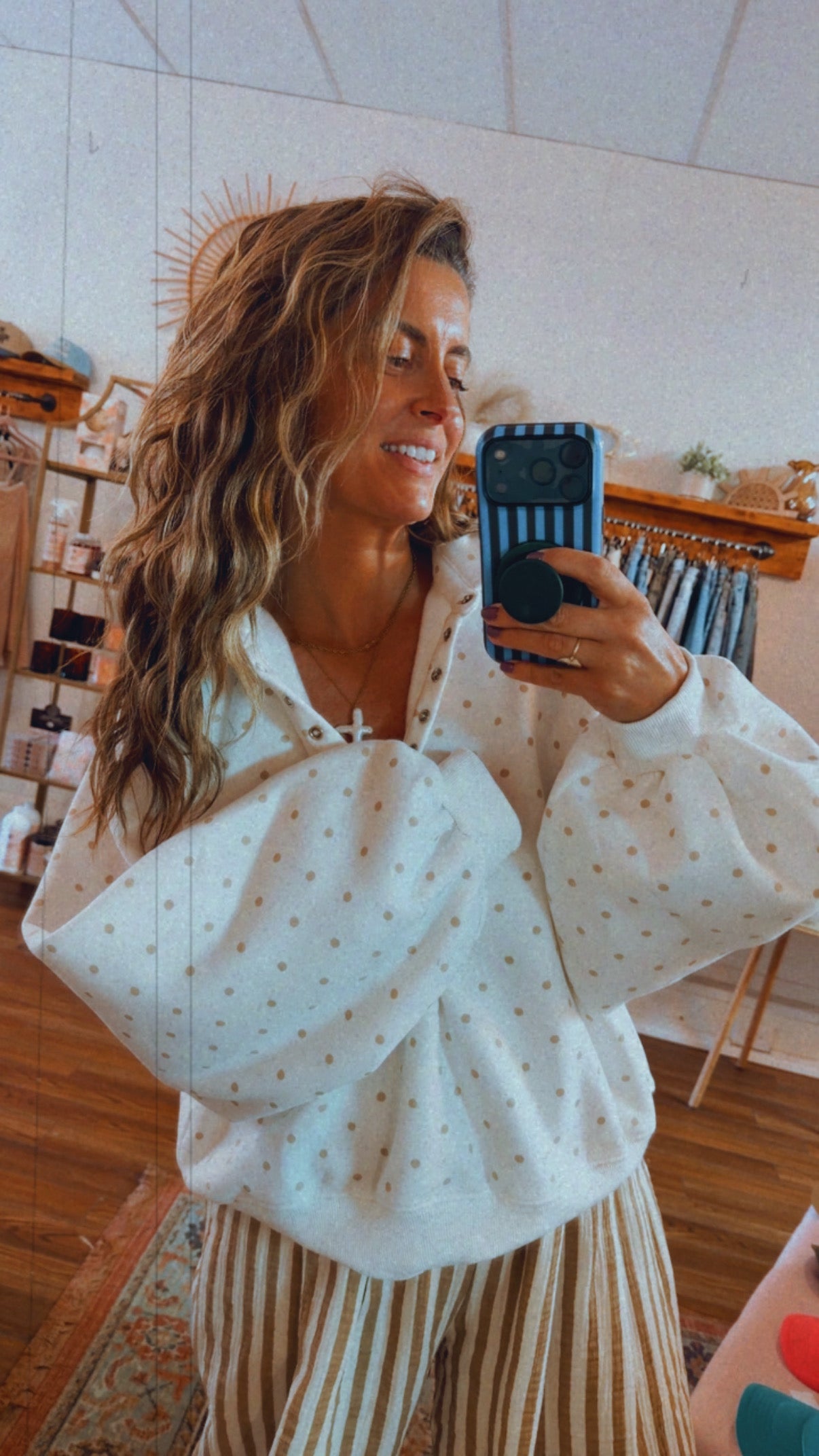 POLKA DOT PIPER SNAP BUTTON SWEATER