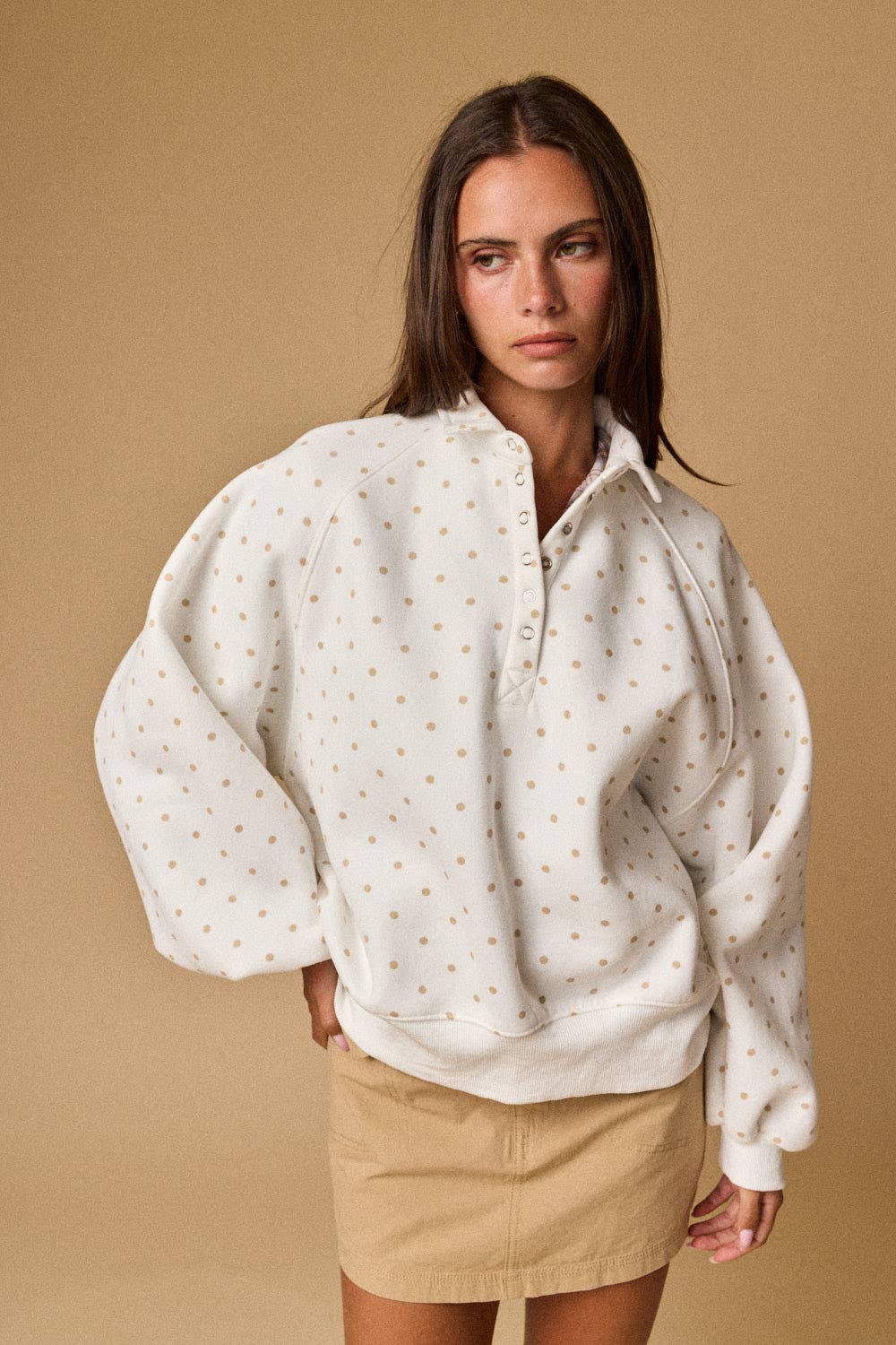 POLKA DOT PIPER SNAP BUTTON SWEATER